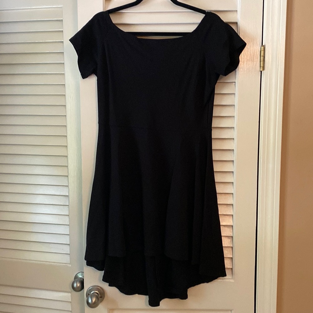 Black high low short sleeve dress